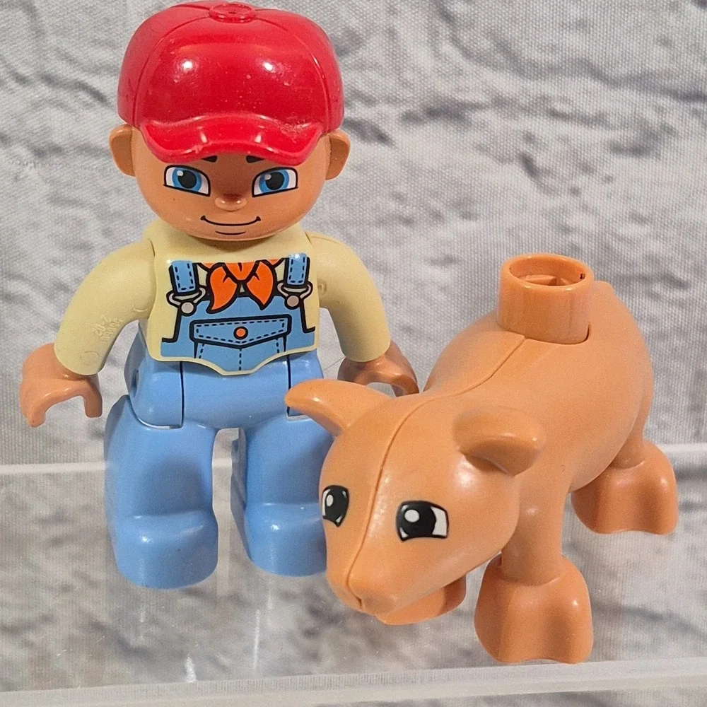 Lego Duplo Figures Lot Of 6 Farm Animals Chicken Pig Pets Cat Dog Boy Farmer